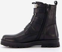 Groot leren meisjes biker boots zwart