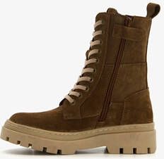 Groot suède meisjes veterboots bruin beige