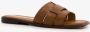Harper leren dames slippers cognac bruin - Thumbnail 6