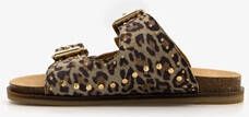 Harper leren dames slippers met panterprint