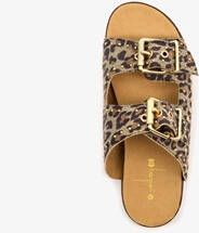 Harper leren dames slippers met panterprint