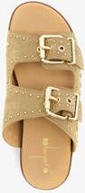 Harper leren dames slippers met studs beige