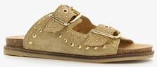 Harper leren dames slippers met studs beige