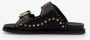 Harper leren dames slippers met studs zwart goud - Thumbnail 4