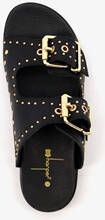 Harper leren dames slippers met studs zwart goud