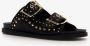 Harper leren dames slippers met studs zwart goud - Thumbnail 6