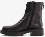 Harper leren dames veterboots met dubbele rits Zwart - Thumbnail 2