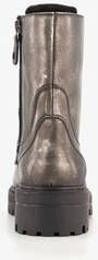 Harper leren dames veterboots metallic zilver