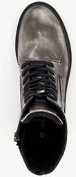 Harper leren dames veterboots metallic zilver