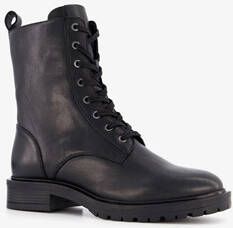 Harper leren dames veterboots zwart