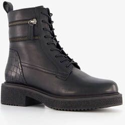Harper leren dames veterboots zwart