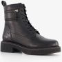 Harper leren dames veterboots zwart - Thumbnail 4
