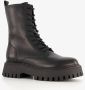 Harper leren veterboots met dikke zool zwart - Thumbnail 4