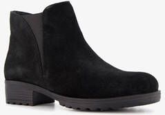 Harper suede dames enkellaarsjes lage hak zwart