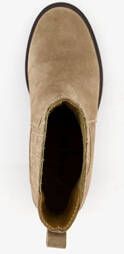 Harper suede dames enkellaarsjes met hak beige