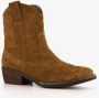 Harper suede dames cowboy western enkellaarsjes met hak Cognac Echt leer - Thumbnail 5
