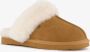 Hush Puppies dames pantoffels met lamsvacht cognac Sloffen Echt leer - Thumbnail 8