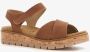 Hush Puppies leren dames sandalen cognac Uitneembare zool - Thumbnail 7