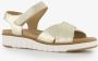 Hush Puppies leren dames sandalen metallic goud Uitneembare zool - Thumbnail 6