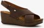 Hush Puppies leren dames sleehak sandalen bruin - Thumbnail 5