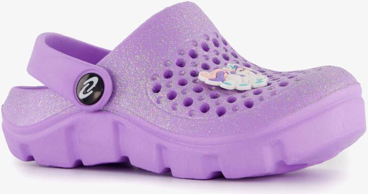 Scapino Kinder klompen paars met glitters en eenhoorn
