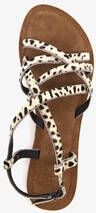 TwoDay leren dames sandalen met luipaardprint