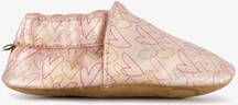 Groot leren babyschoenen roze met hartjes