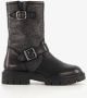 Groot leren meisjes biker boots zwart - Thumbnail 1