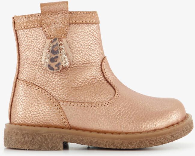 Groot leren meisjes enkellaarsjes goud Uitneembare zool