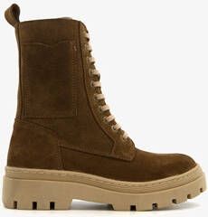 Groot suède meisjes veterboots bruin beige