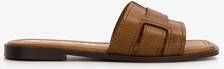 Harper leren dames slippers cognac bruin