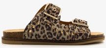 Harper leren dames slippers met panterprint
