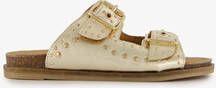 Harper leren dames slippers met studs goud