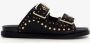 Harper leren dames slippers met studs zwart goud - Thumbnail 2