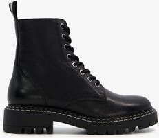 Harper leren dames veterboots zwart