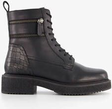 Harper leren dames veterboots zwart