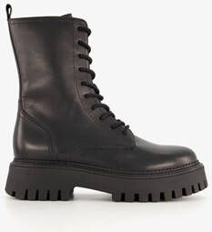Harper leren veterboots met dikke zool zwart