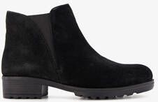 Harper suede dames enkellaarsjes lage hak zwart