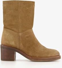 Harper suede dames enkellaarzen met hak camel Echt leer