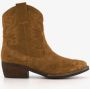 Harper suede dames cowboy western enkellaarsjes met hak Cognac Echt leer - Thumbnail 2