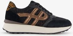 Hush Puppies leren dames sneakers zwart brons