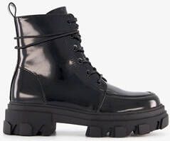 Only Shoes lak dames veterboots zwart