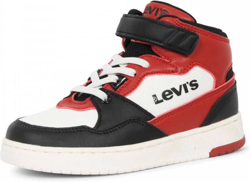 Levi's Kids Block Mid K hoge sneakers zwart rood - Schoenen.nl