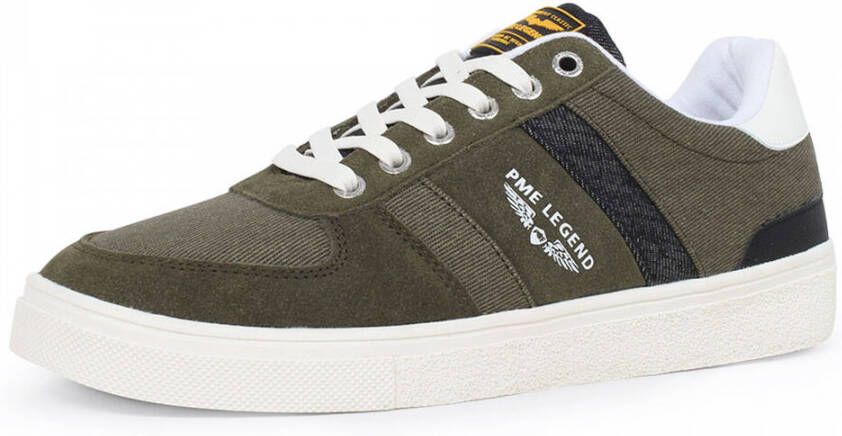 PME Legend Comfortabele groene leren sneakers met zwarte en witte accenten Green Heren - Foto 5