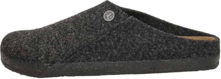 Birkenstock Zermatt Pantoffels Anthracite Regular fit | Zwart | Wolvilt