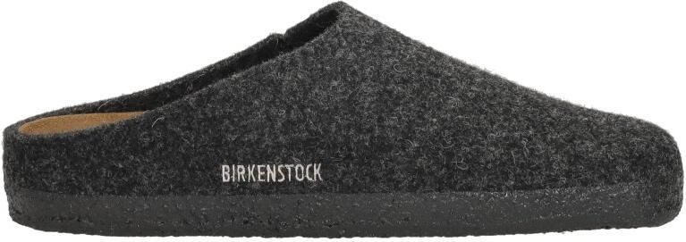 Birkenstock Zermatt Pantoffels Anthracite Regular fit | Zwart | Wolvilt
