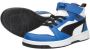 Puma Rebound V6 Mid sneakers wit zwart blauw Jongens Meisjes Imitatieleer 28 - Thumbnail 10