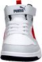 Puma Rebound V6 Mid sneakers lichtgrijs zwart rood Jongens Meisjes Imitatieleer 33 - Thumbnail 9