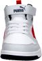 Puma Rebound V6 Mid sneakers lichtgrijs zwart rood Jongens Meisjes Imitatieleer 35 - Thumbnail 12