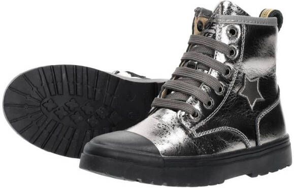 Shoesme Veterschoen Hoog Zilver